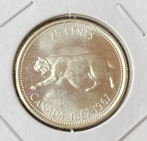 1967 Canada 25 Cents Quarter 0.8000 Silver ASW 0.15 Oz Coin Free Shipping