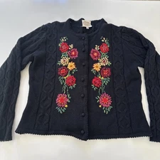 Susan Bristol Cardigan Size M Floral Cottage Core Made In Hong Kong Vintage