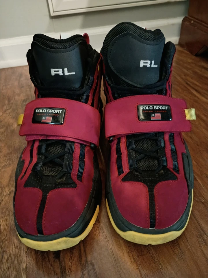 Zapatillas Ralph Lauren rojas y negras con correa talla 12 Foto 2 de 4