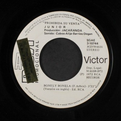 JUNIOR: bonely bonela / everybody is looking for love RCA 7'' Single 45 RPM