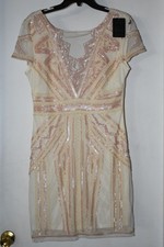 Vijiv Beaded Cream and Pink Peach Size 10-12 Dance Skirt Performance Dress