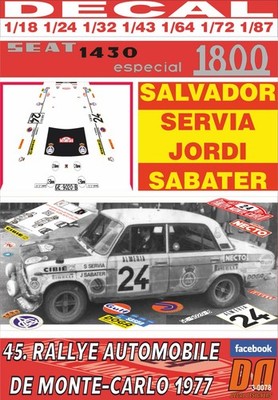 SEAT 1430 SPECIAL DECAL 1800 S. SERVIA R. MONTECARLO 1977 7th (01)