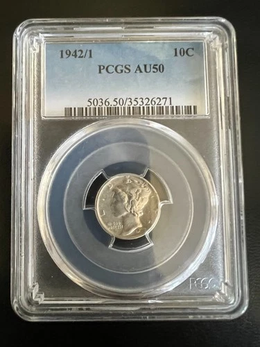 1942/1 Mercury Dime Error - 10c PCGS AU50!! Beautiful piece!