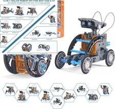 Toys for Ages 8-13,12 in 1 Stem Project Solar Robot Toy 10 Years Old Blue 