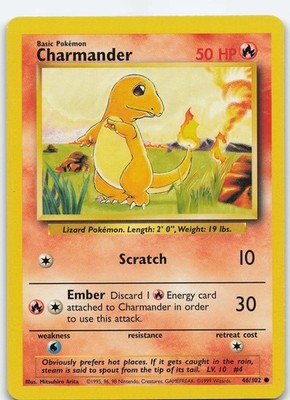 Charmander 046/102 Common Normal Base Set NM Pokémon