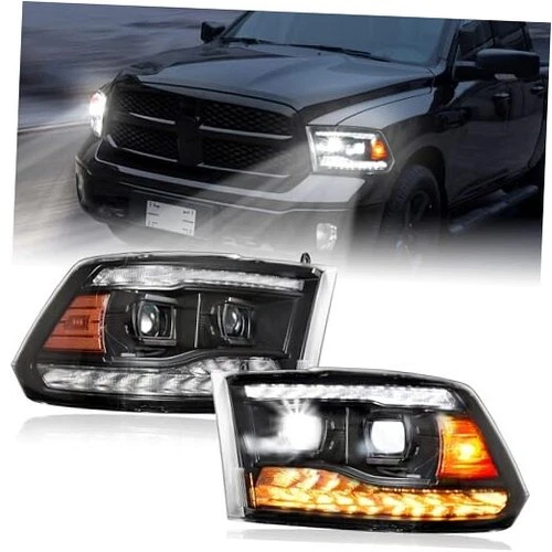 Full LED Headlights for Dodge Ram 1500 2009-2018, DRL Dynamic Animation