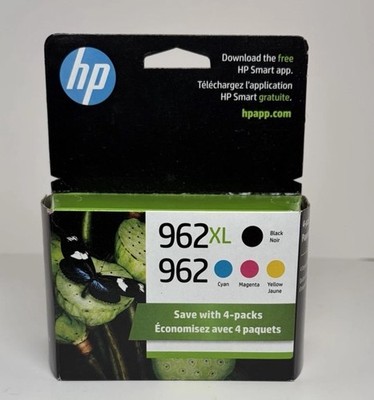 HP 962XL Black 962 Cyan Magenta Yellow Genuine Ink 4 Pack 3JB34AN - FRESH