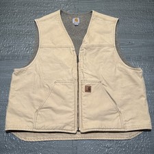 Carhartt Vest Canvas Sherpa Lined Work Mens 2XL Tan V26 Faded Streetwear Work