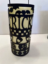 Halloween Trick-or-Treat Black Metal Luminary With Color Changing Battery Candle