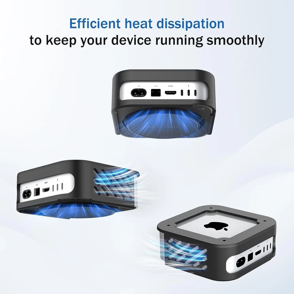 Mac Mini M4 / M4 Pro Under Desk Mount | Wall Mount w/ Heat Vents Black - Image 3 of 4
