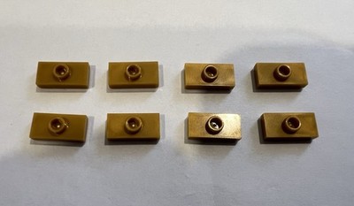 Lego Lot Of 8 Warm Gold 1x2 Plate / Tile With 1 Knob Stud New City Part