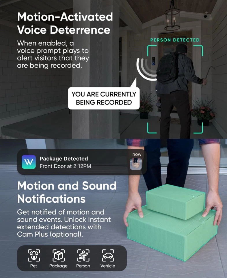 WYZE Wireless Duo Cam Video Doorbell (Chime Included), Battery Powered, 2K Full - Image 3 of 4