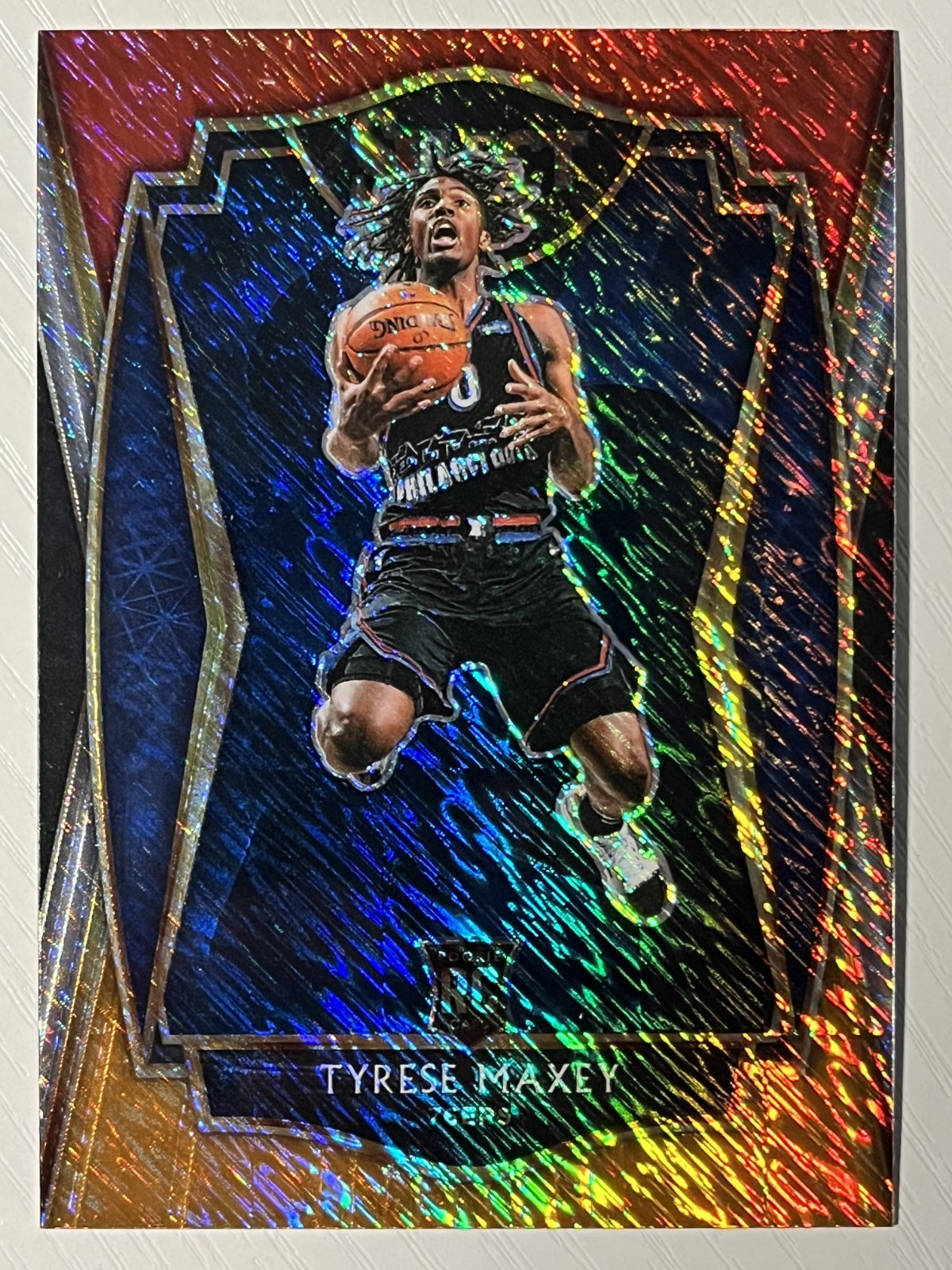 Tyrese Maxey 2020-21 Panini Select Premier Red White Orange Shimmer Prizm RC