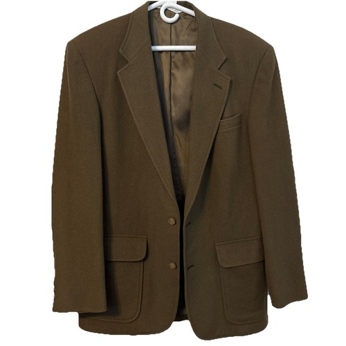 Lands' End Mens Blazer Jacket 40L Green Wool 2 Button Sport Coat Vintage - Picture 1 of 7