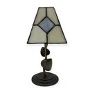 Vintage Tiffany Style Stained Glass Tea Light Lamp Candle Holder  8.75” Tall