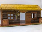 1950'S MARX BAR-M-RANCH Tin Litho Log Cabin PLAYSET WILD WEST Vintage