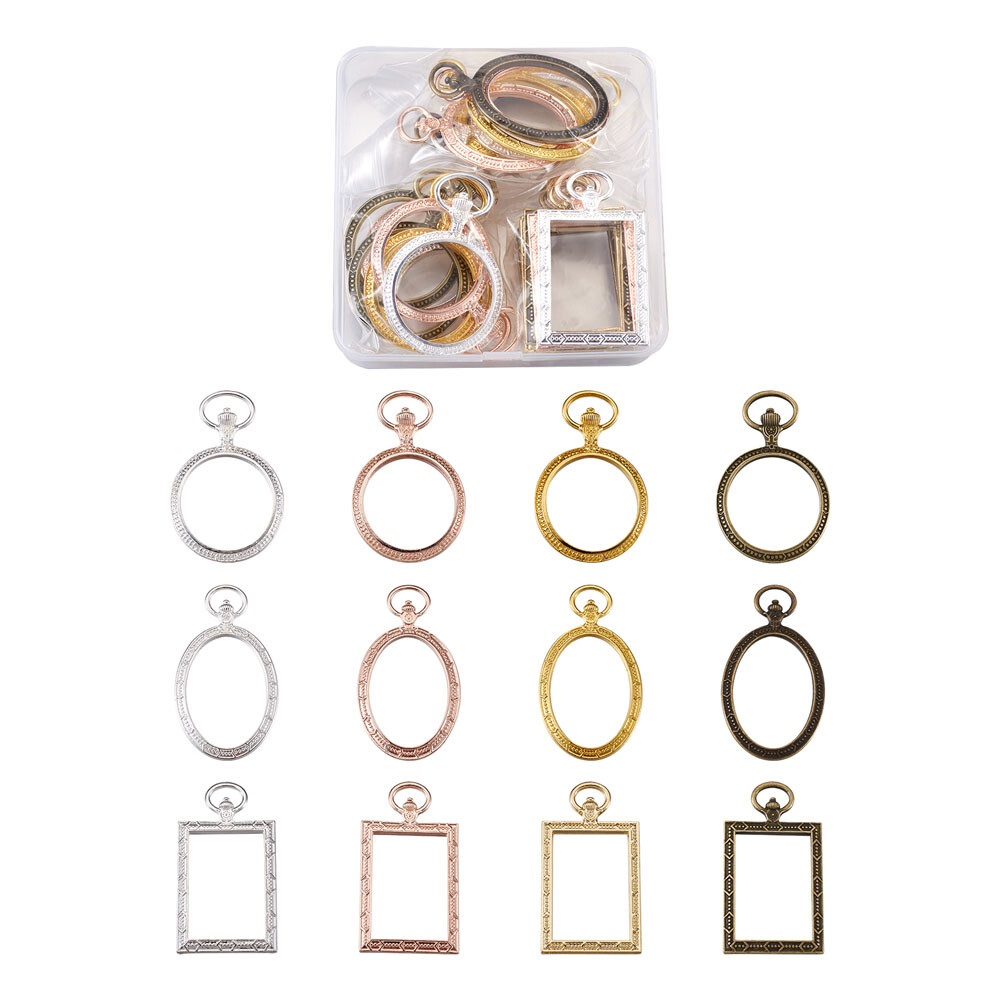 24pcs/set Alloy Open Back Bezel Pendant Frame Charms Oval