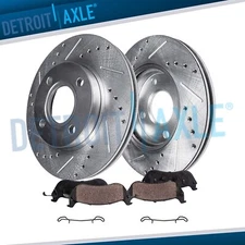 Front Drilled Slotted Brake Rotors Ceramic Brake Pads Kit for 2012-2018 Fiat 500