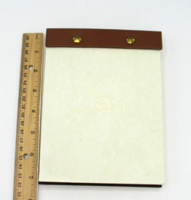 Desk Notepad 5x7'' Leather Cover Refillable 250 Pages Graphic Image Saddle Brown