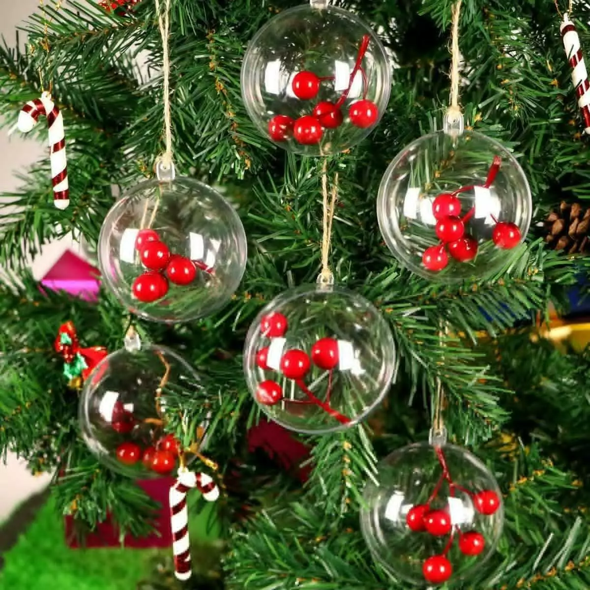 1/10PCS Clear Plastic Christmas Balls Baubles Sphere Fillable Xmas Tree  Ornament