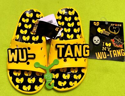Wu Tang Crocs with Jibbitz Yellow & Black Slides Sandals  display picture 2