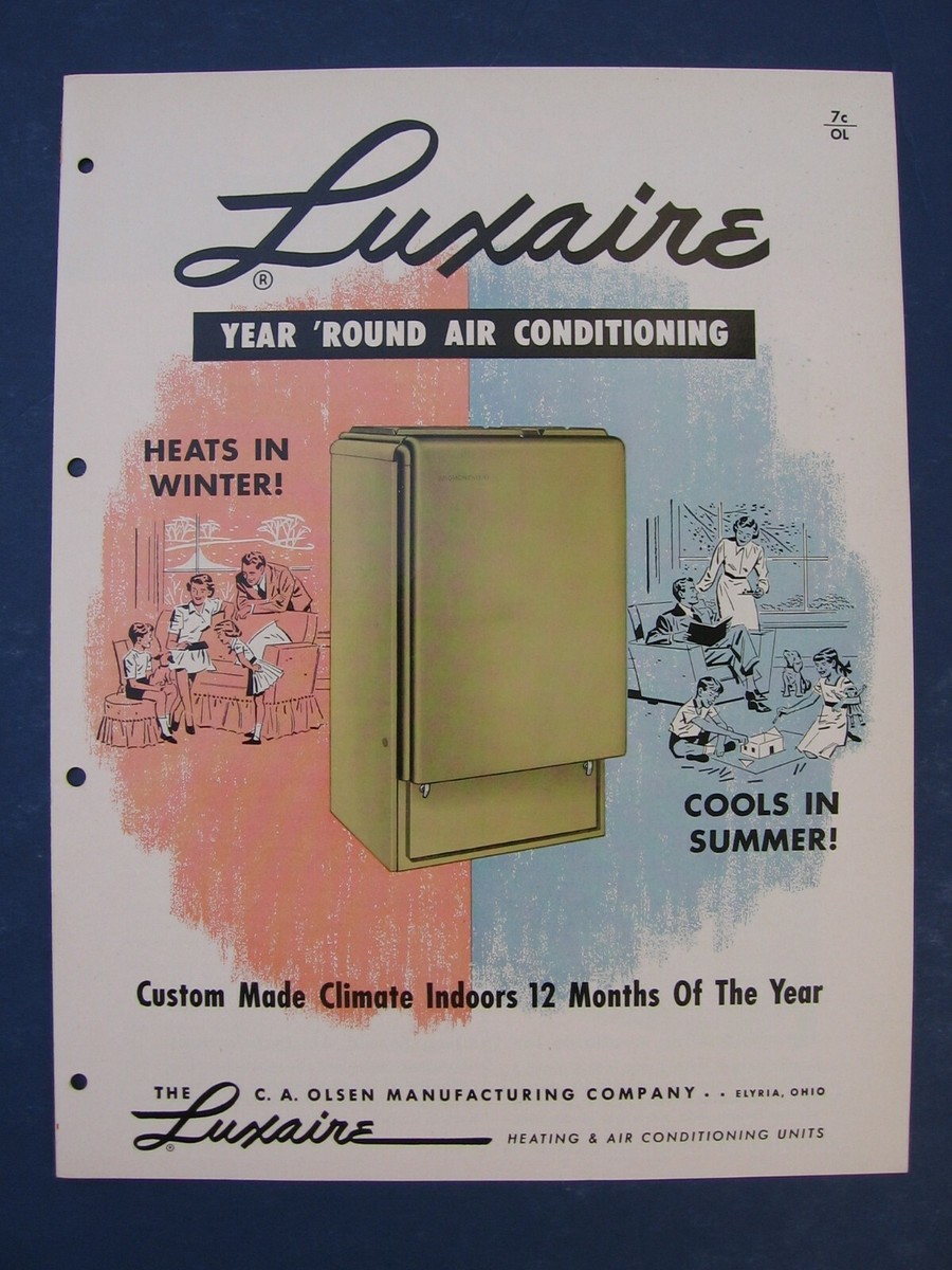 C A Olsen Luxaire Catalog Asbestos History 1950’s HVAC