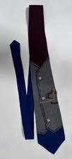 VICKY DAVIS Tie 'Got The Time?' Silk Made in USA Costume Retro Gray Blue Vintage