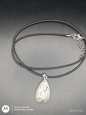 Filgree Silver Tone Teardrop Pendant Necklace