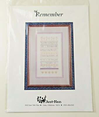 Just Nan Remember  Cross Stitch Chart  In Memoriam Sampler 