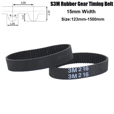 S3M 3mm Pitch Rubber Timing Belt Closed Loop 15mm Width for CNC, 3D Printer
