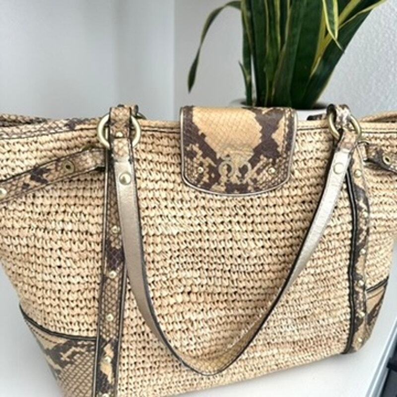 Coach Python Straw Natalie Tote - image 2