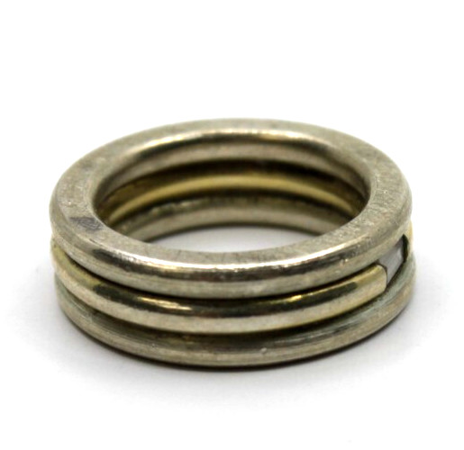 Sterling Silver Handmade 3 Stackable Connected Ri… - image 3