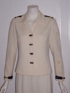 ST. JOHN COLLECTION MARIE GRAY IVORY JACKET BLACK ACCENT SUIT SIZE 4 | eBay