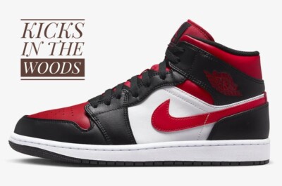Nike Air Jordan 1 Mid Bred Toe  NEU  Rot Schwarz Weiß Herrensneaker 11  12