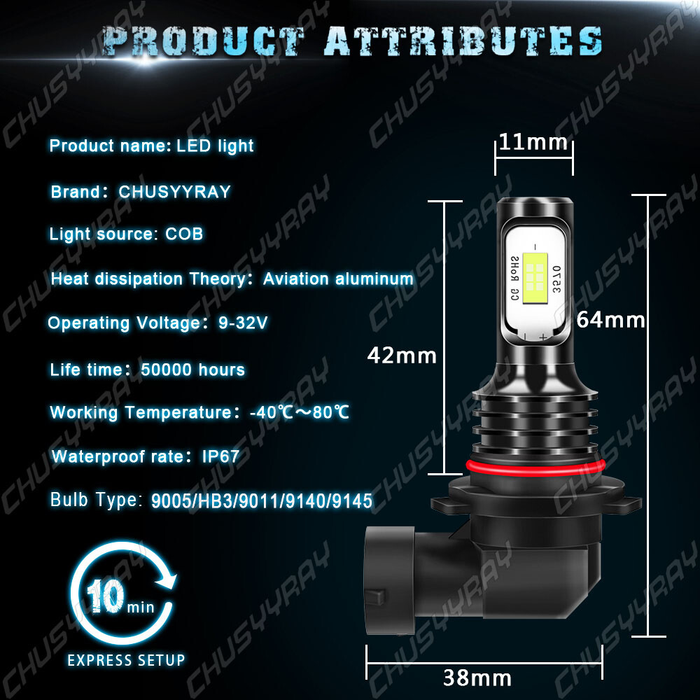 HOCOLO C6 Ice Blue LED Headlight Fog Driving Lamp Bulbs-H7 H8 H3 H4 H1