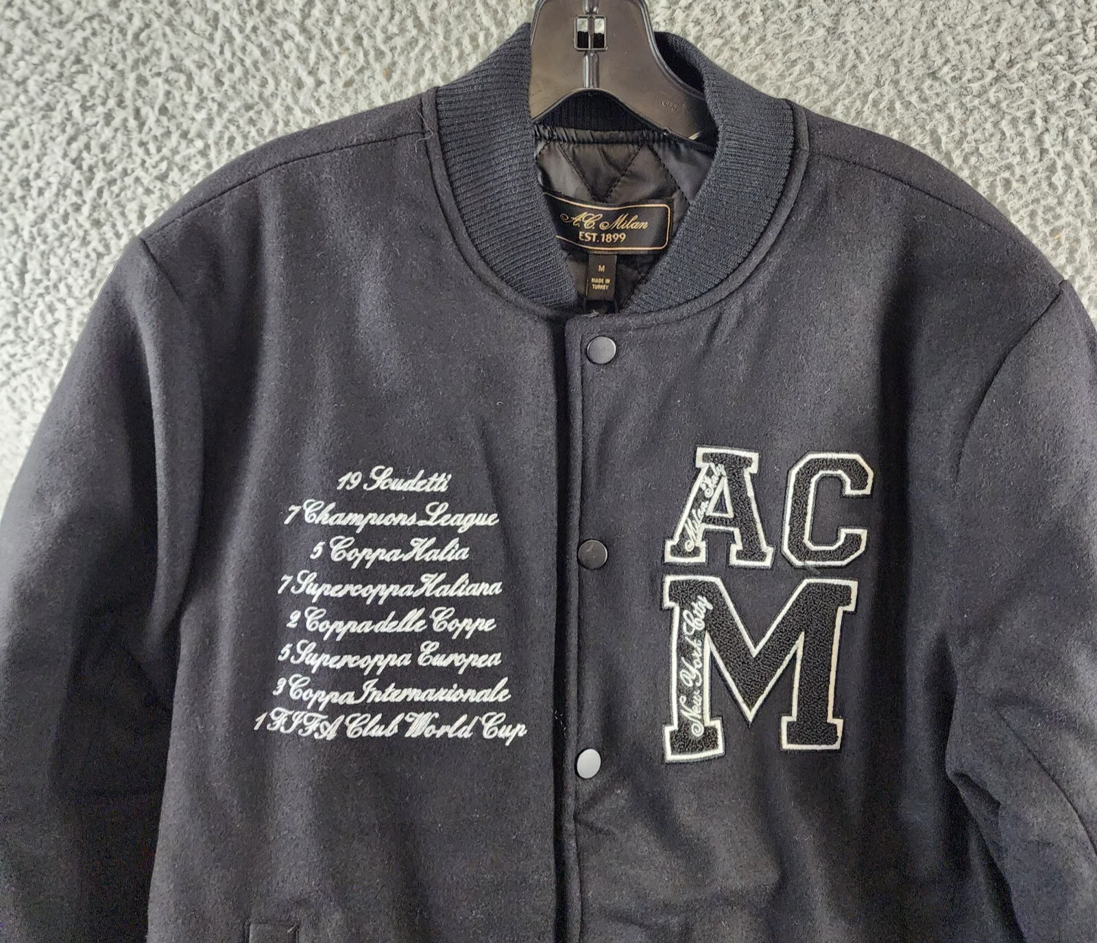 AC Milan Coach Jacket Men's M Black Full Front Button Closure With Side Pockets image 2