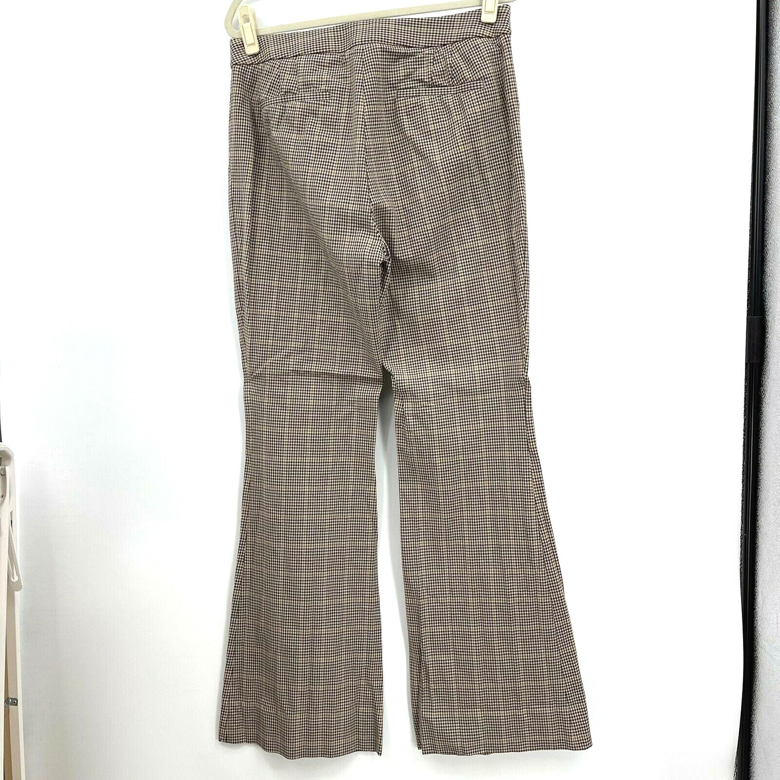 Banana Republic Sz 12 Brown Houndstooth Pants Women Trousers Flair Leg