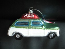 St. Nicholas Square Ornament Food Hub Car Glass Green w/Glitter 2021 NWT