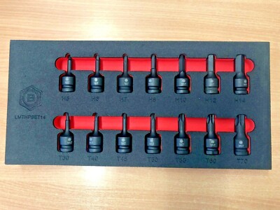 Britool Hallmark 14 Piece 1/2'' Drive Impact Hex & Torx Bit Socket Set