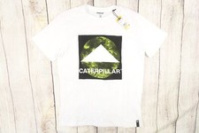 CATERPILLAR CAT WHITE MEDIUM SPHERE TRIANGLE LOGO TEE TSHIRT MENS NWT NEW