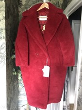 Max Mara Teddy Coat Icon Lina Alpaca Wool Silk Red Sz S ⭐️£2395⭐️ Bnwt