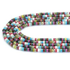 Natural Multicolor Jade Smooth Heishi Gemstone Beads for Jewelry Making, 3x6mm