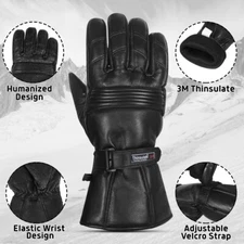Premium Winter Motorcycle Gloves | Leather Gauntlet Biker Gloves