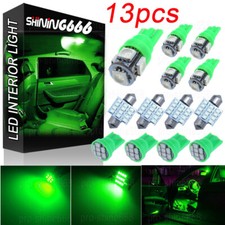 13pcs Green Led Lights Interior Package Kit Dome License Plate Bulbs W5w 31mm