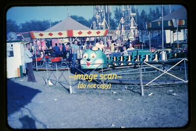 Carnival Carousel Ride at Fair in Mason City, Iowa in 1955, Original Slide e19b