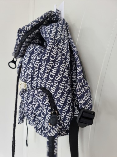 See by Chloe Backpack Canvas Blue Women's Authentic - Picture 5 of 7