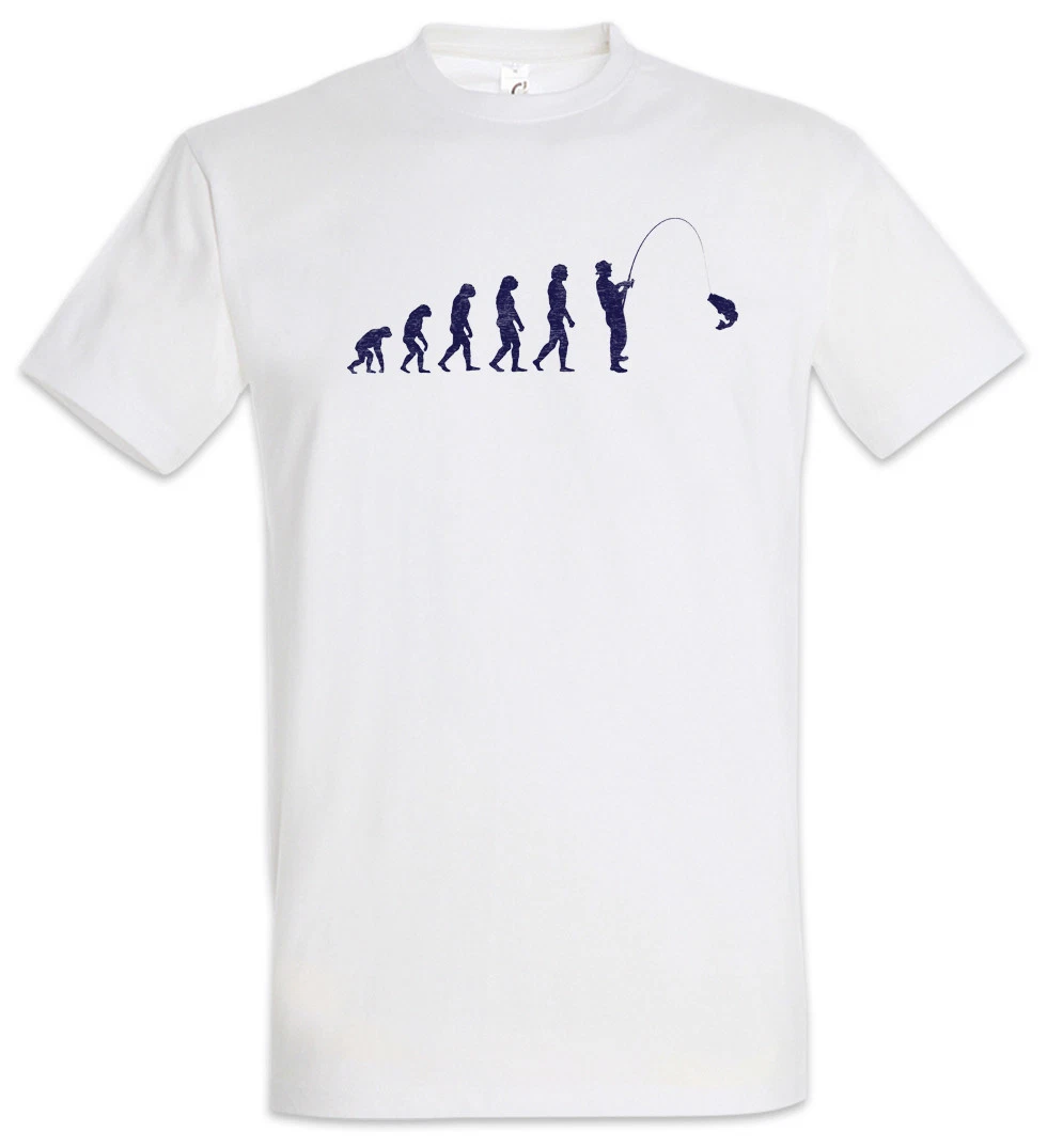 Fishing Evolution T-Shirt Fun Fish Sea River Angler Rod and Line Charles Darwin