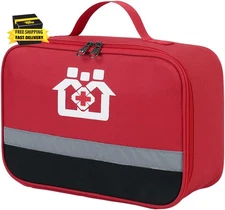 Red Medical Supplies Organizer Bag, Empty First Aid Kit Bag, Travel Medicine Bag