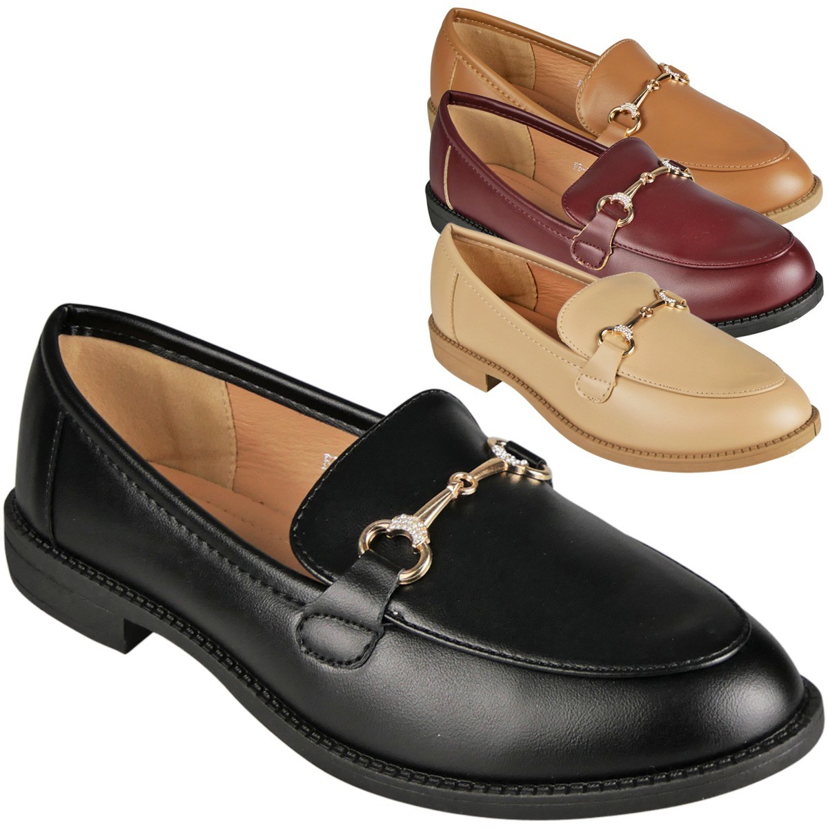 Loafers Shoes Ladies Slip On School Work Cushioned Smart Comfy Girls Womens Size-image