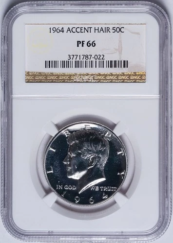 NGC PF-66 1964 Accent Hair Kennedy Half Dollar